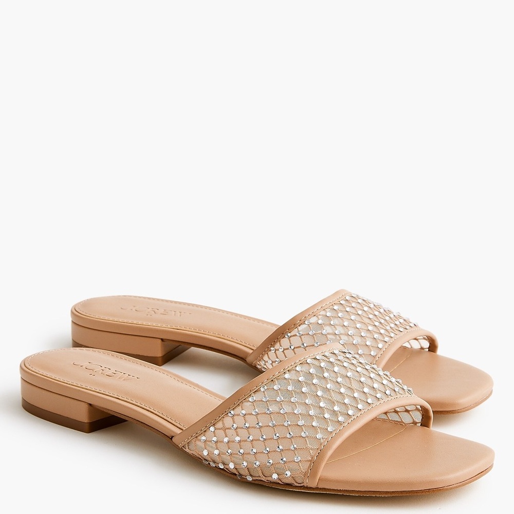 J. Crew Factory Tan Sandals with Silver Accents 10